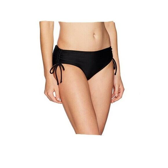 Coastal Blue Drawstring Side Bikini Bottom Swimwear Black Size L - Picture 1 of 1